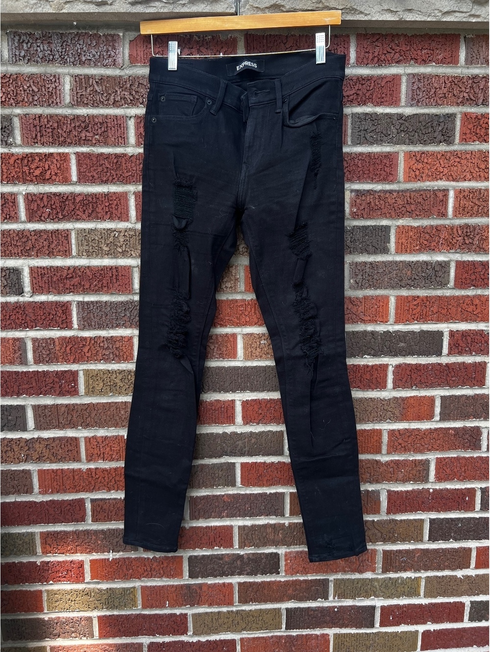 Express Black Mid Rise Distressed Legging Jeggings Jeans.